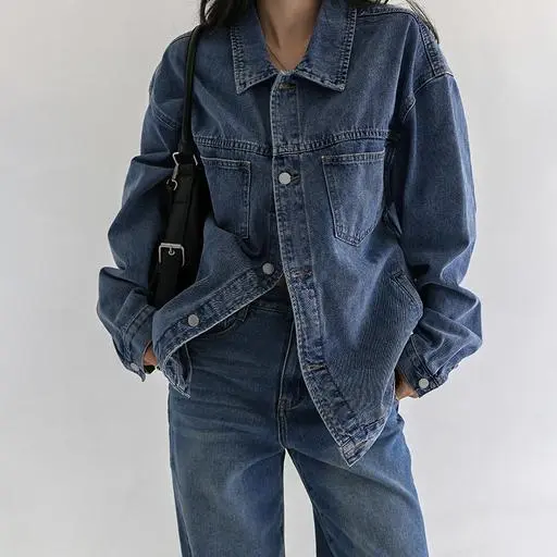 케이브 박시 포켓 데님 자켓 (봄/간절기/아우터/클래식/모던/캐주얼/루즈핏/데일리룩/여행룩)