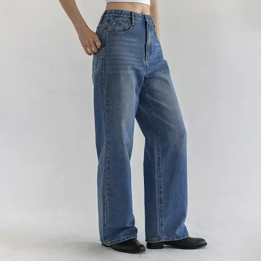 [S-XL/기장옵션] 피어드 밴딩 워싱 와이드 데님 팬츠 (봄/간절기/여름/청바지/기본템/빈티지/데일리룩)