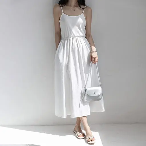 시오브 골지 레이어드 플레어 롱 원피스 (봄/간절기/여름/페미닌/레이어드/데이트룩/여행룩/휴가룩)