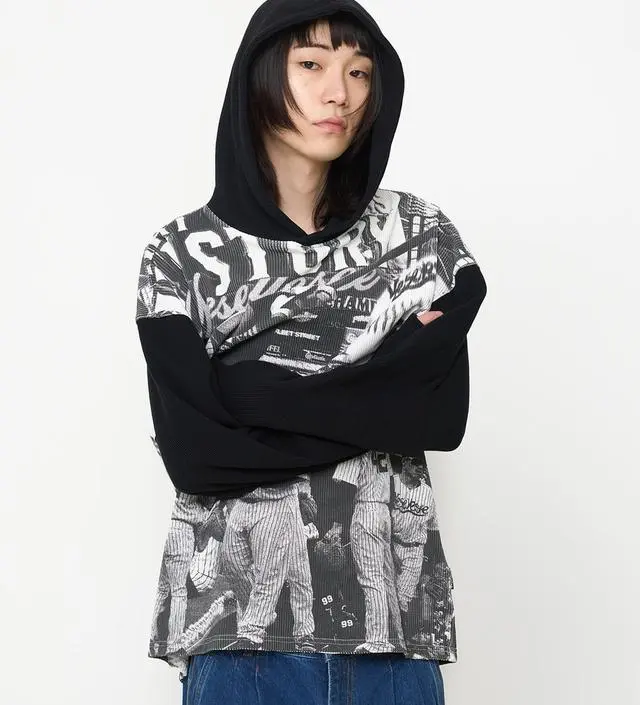 スウェット・トレーナー YESEYESEE Baseball Waffle Hoodie Black YS243TSWHO06BLK yeseyesee Baseball Waffle Hoodie - Black | 하이츠스토어
