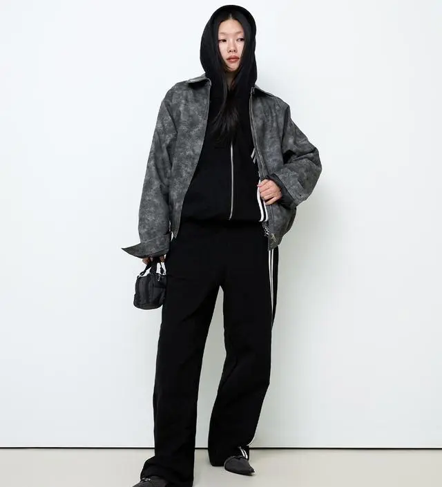 604SERVICE Beaded School Logo Track Pants In Black - Black