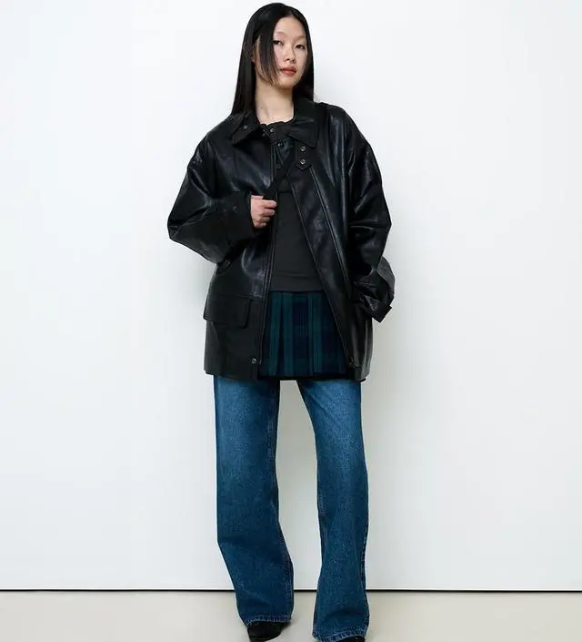 [TOOMUCHTAX] FAUX LEATHER JACKET /追跡付 FAUX LEATHER JACKET (WASHED BLACK) - toomuchtax