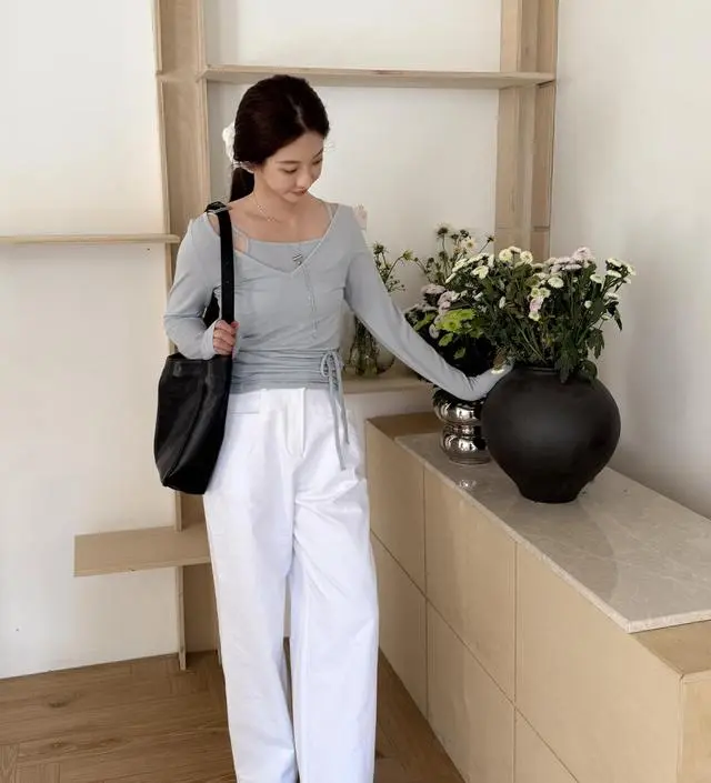 ★ LETTER FROM MOON★ Perry Soft Cotton Wide Pants White 20 Perry Soft Cotton Wide Pants (White) - LETTER FROM MOON